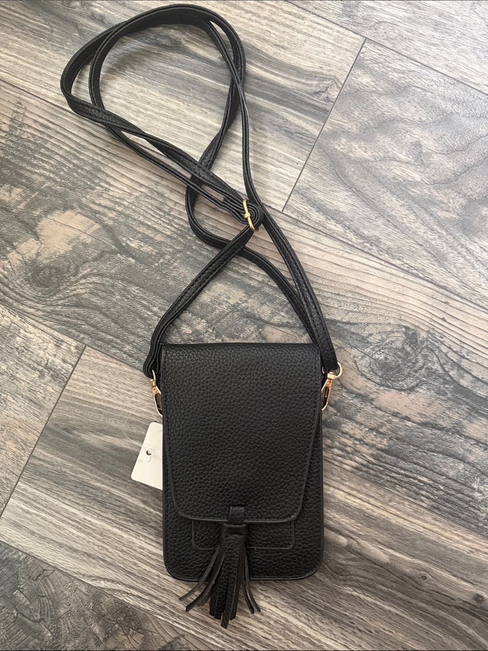 Black Tassel Crossbody Phone Bag by